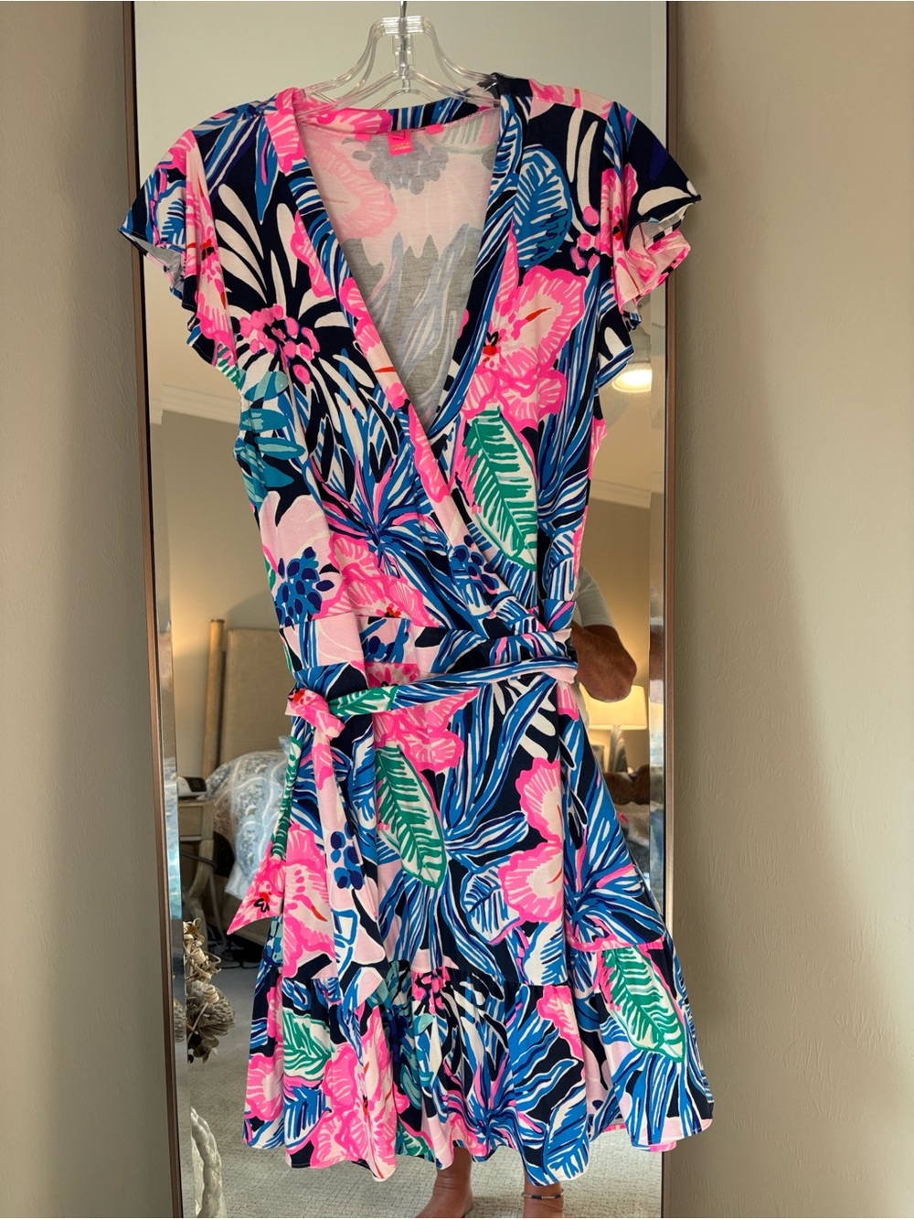 Lilly Pulitzer Navy, Pink & Green Tropical Wrap Dress